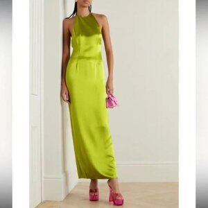 STAUD Janet open-back satin halter maxi dress